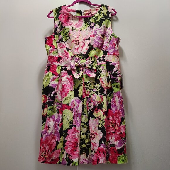 pink floral british tea garden bow-tie sleeveless sundress - Picture 1 of 7